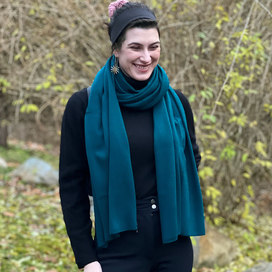 Fair trade cashmere wrap scarf handmade by artisans in Nepal