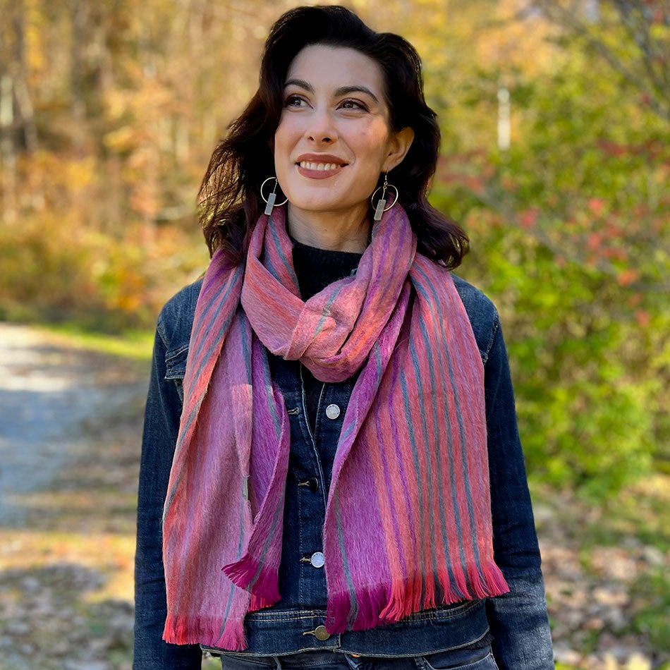 Fair trade alpaca scarf handmade by artisans in Ecuador