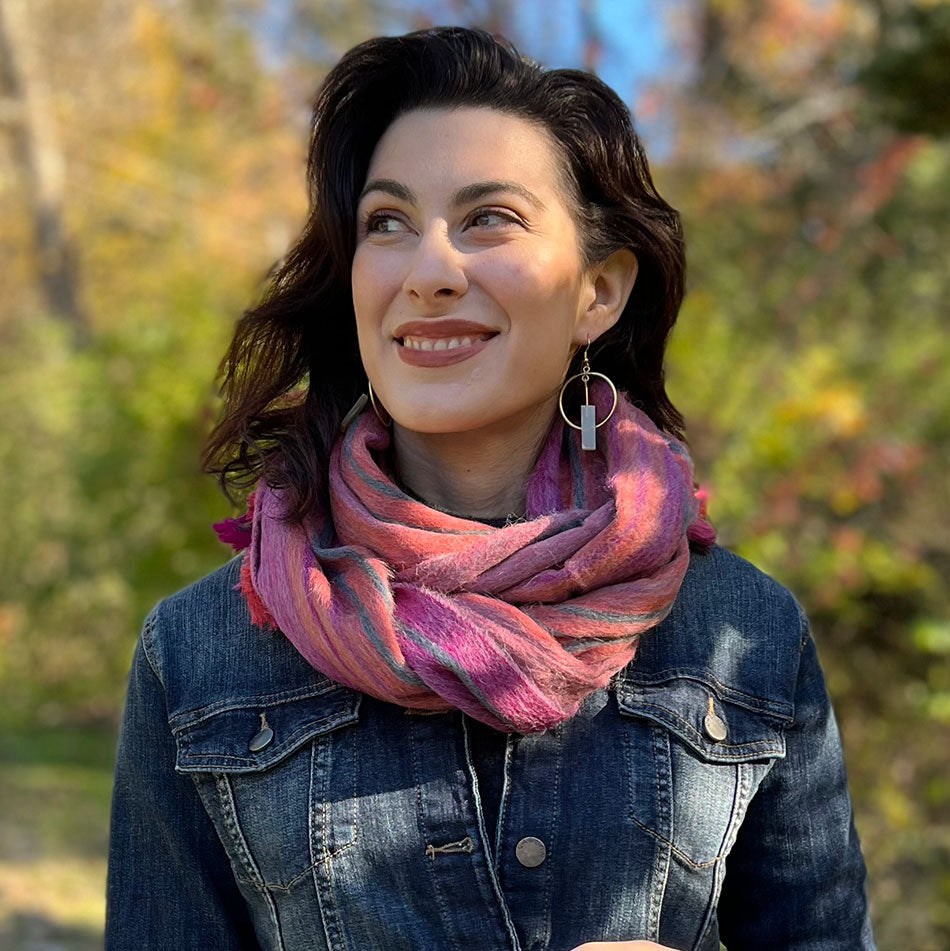 Fair trade alpaca scarf handmade by artisans in Ecuador