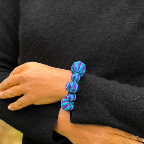 Natural Grass Statement Bracelet - Purple/Blue, Colombia