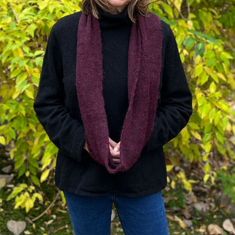 Fair trade alpaca infinity scarf handmade by women artisans in Peru