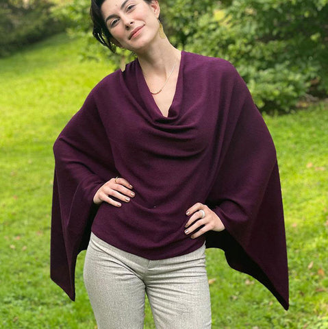 Fair trade cashmere poncho handmade by artisans in Nepal