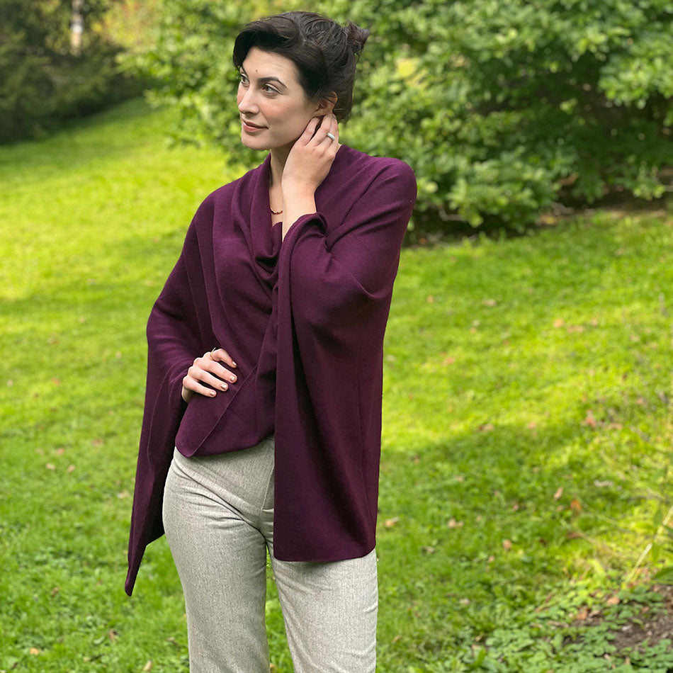 Fair trade cashmere poncho handmade by artisans in Nepal