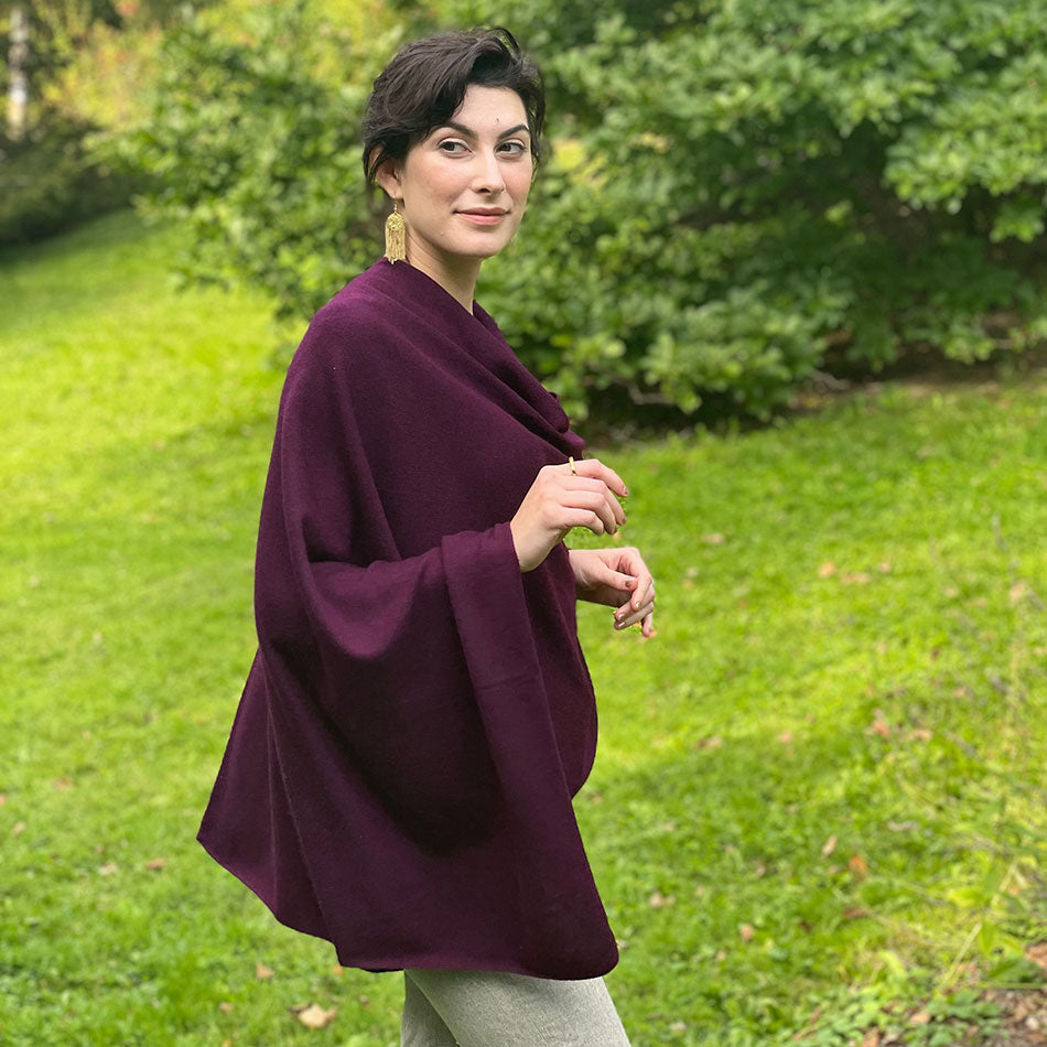 Fair trade cashmere poncho handmade by artisans in Nepal