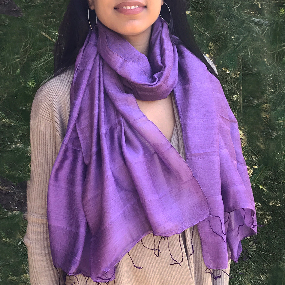 Silk and Linen Scarf/Wrap - Purple, Vietnam