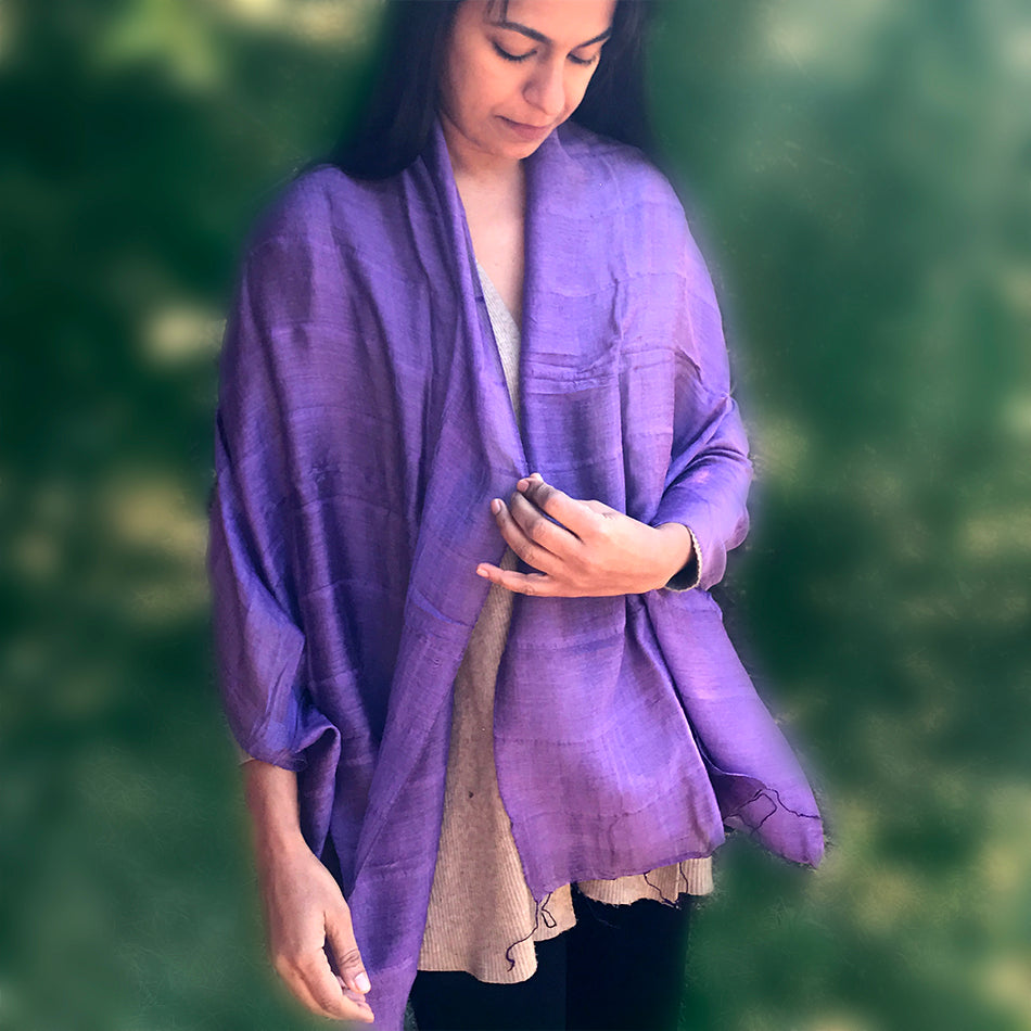 Silk and Linen Scarf/Wrap Purple, Vietnam - Main Image