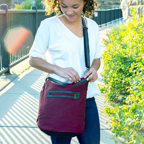 Fair trade organic cotton crossbody purse handmade by artisans in Cambodia