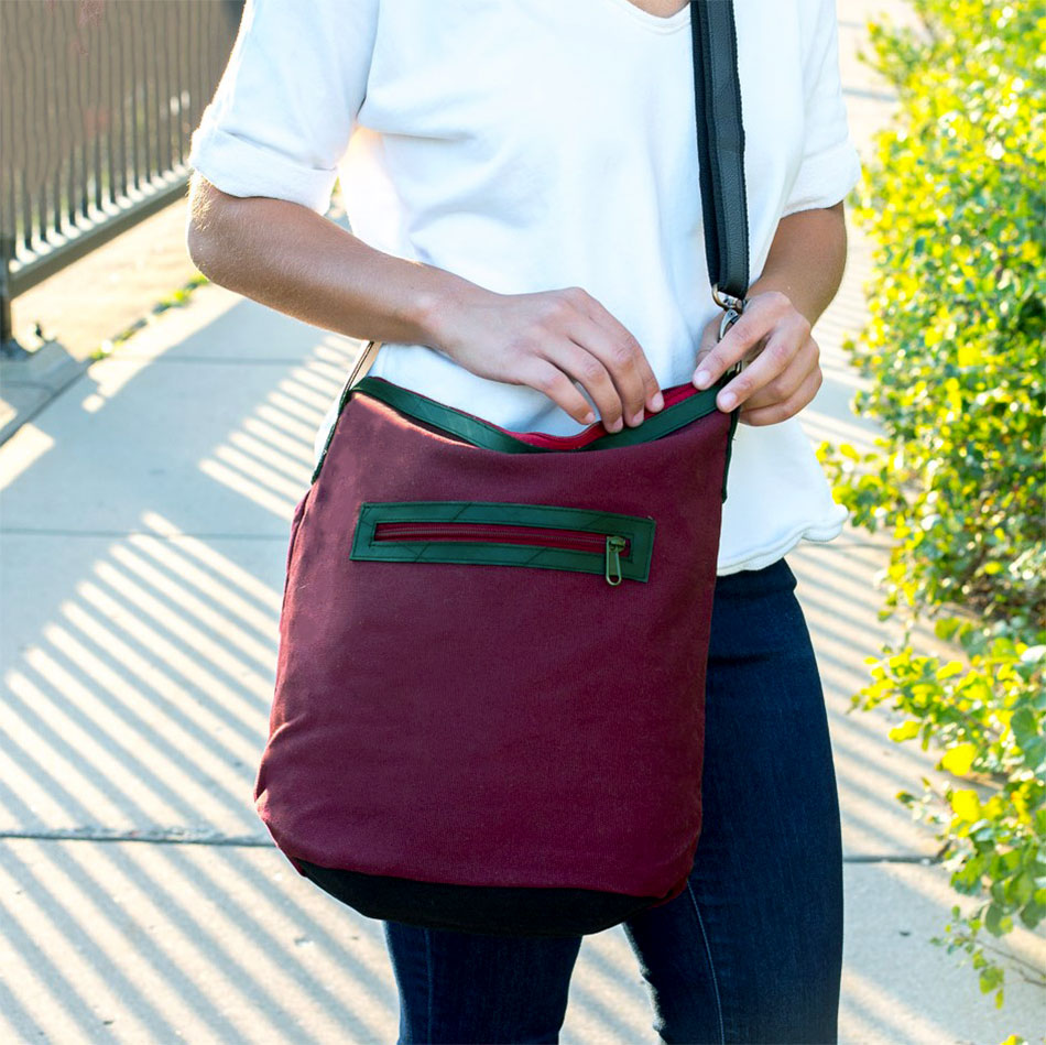 Fair trade organic cotton crossbody purse handmade by artisans in Cambodia