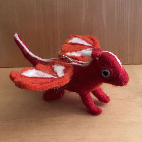 Fair trade felt dragon ornament toy handmade in Nepal