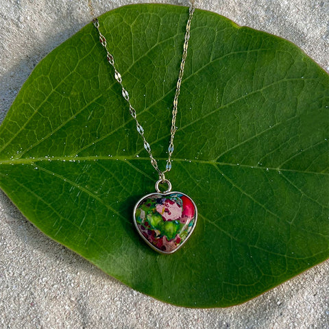 Fair trade heart necklace handmade by survivors of human trafficking
