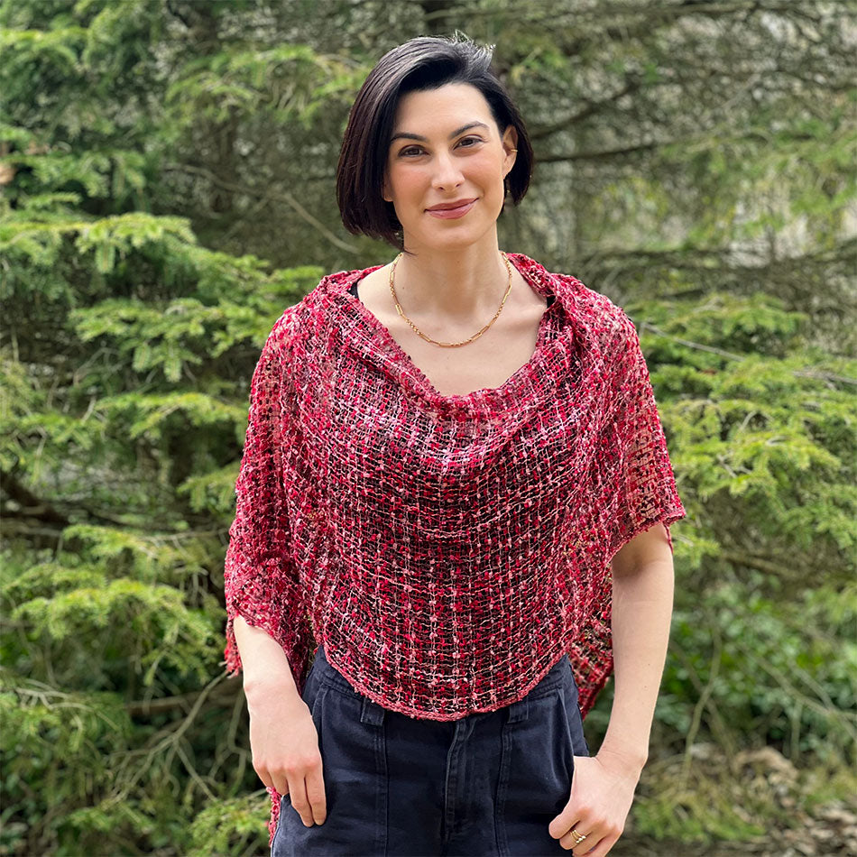 Fair trade poncho shrug handmade by artisans in Nepal
