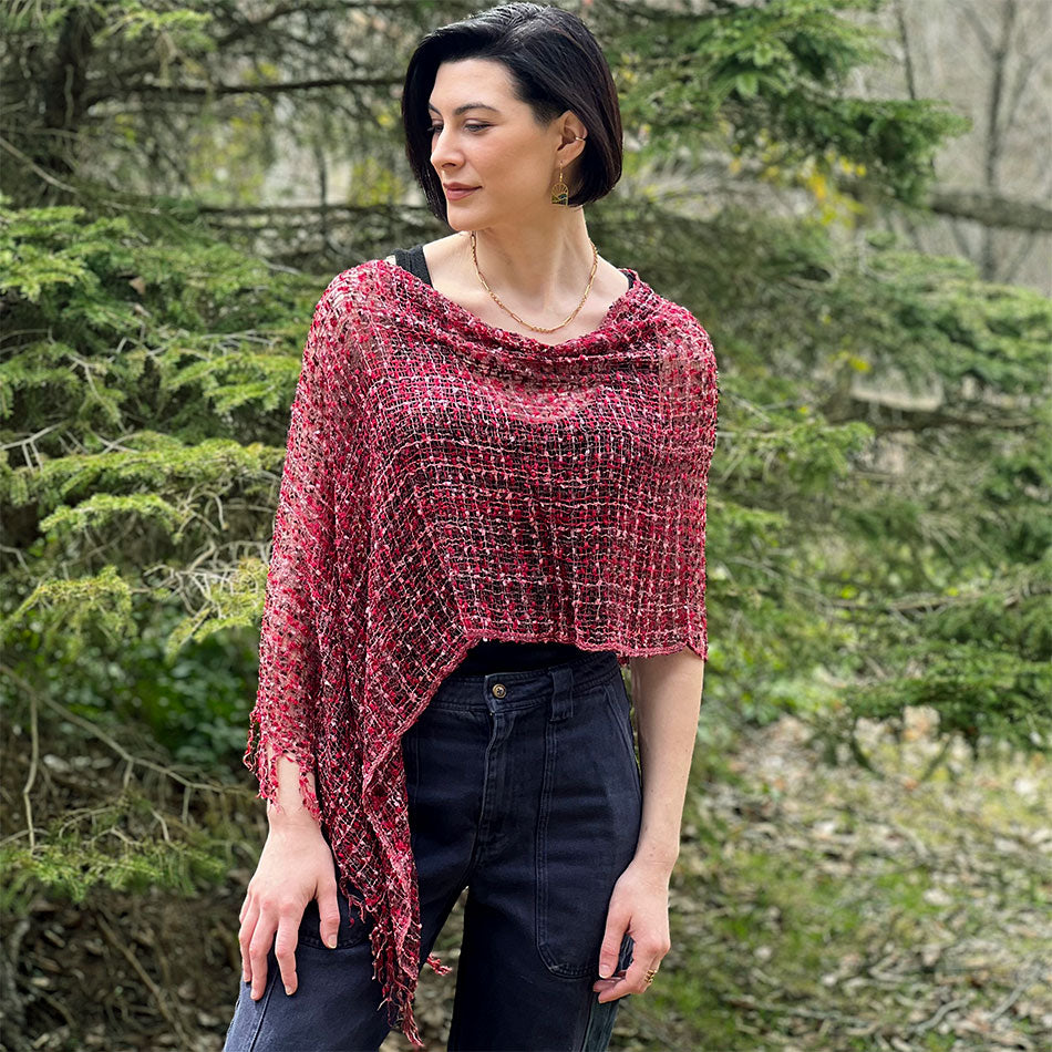 Fair trade poncho shrug handmade by artisans in Nepal