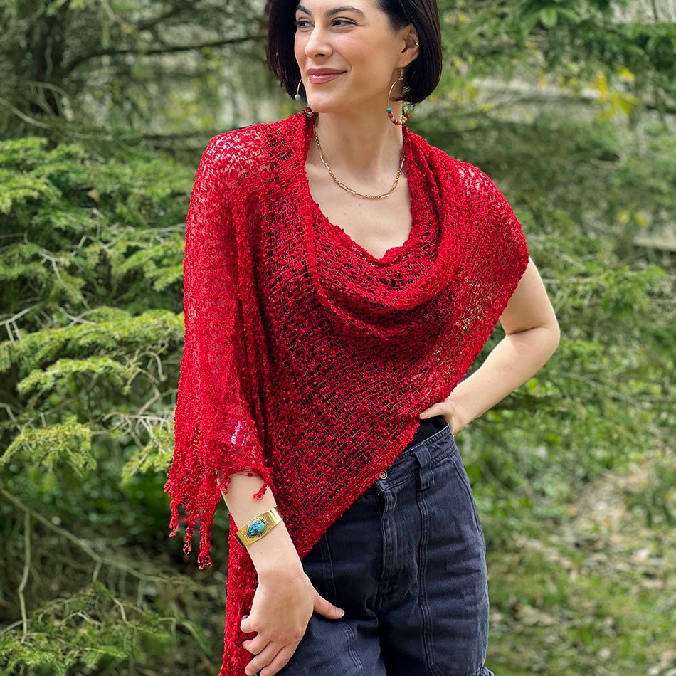 Fair trade shrug poncho ethically handmade by artisan in Nepal