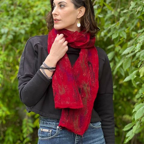 Fair trade silk felt scarf handmade by artisans in Nepal
