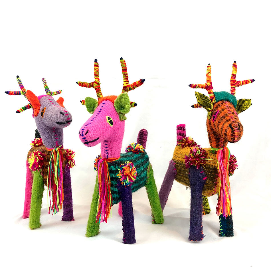 Fair trade felt reindeer handmade by artisans in Mexico