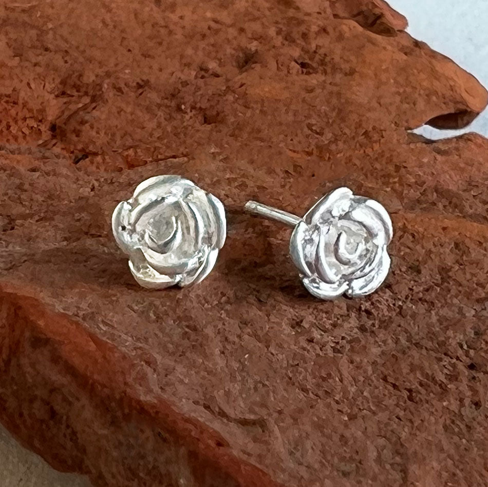 Sterling silver sales rose earrings