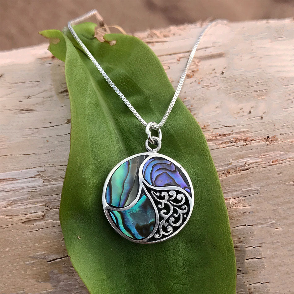 Fair trade sterling silver abalone necklace handmade in Bali