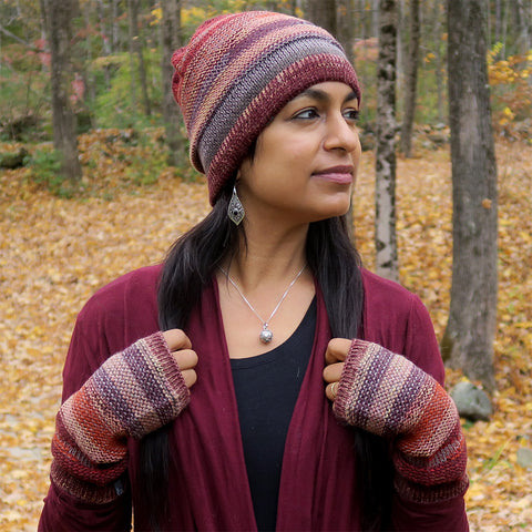 Luxurious Alpaca Fingerless Gloves - Rust