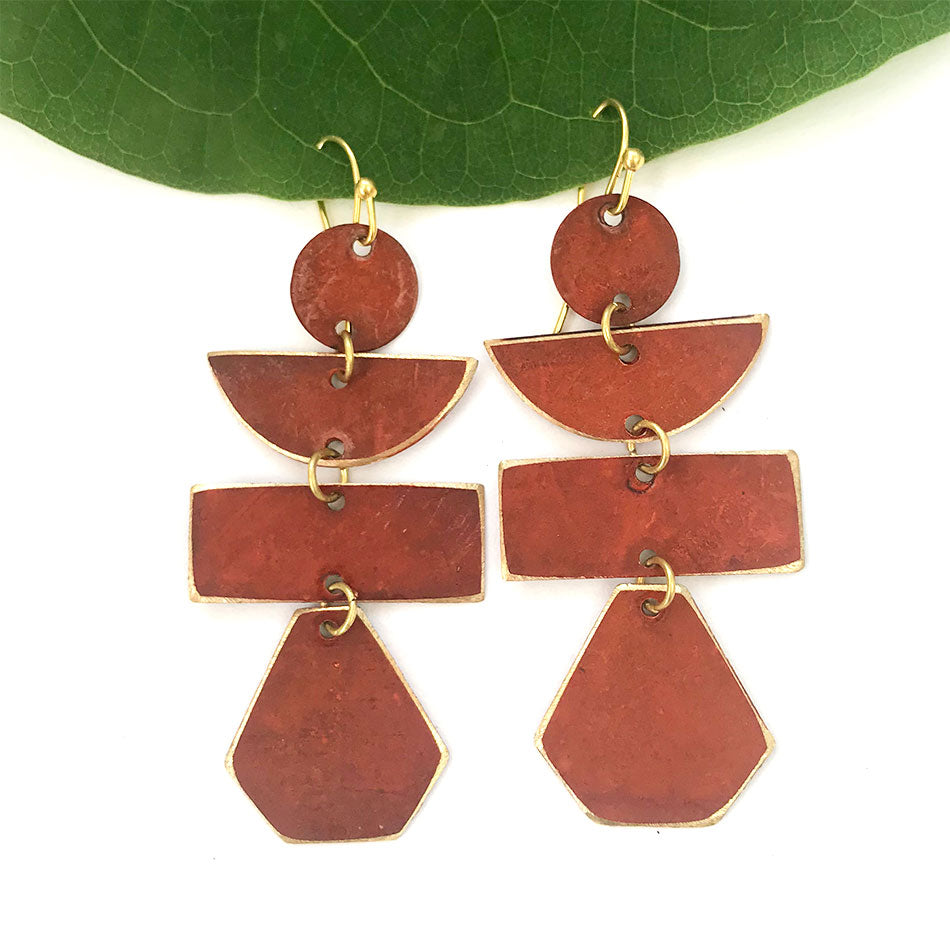 Fair trade brass earrings handmade by women artisans in India