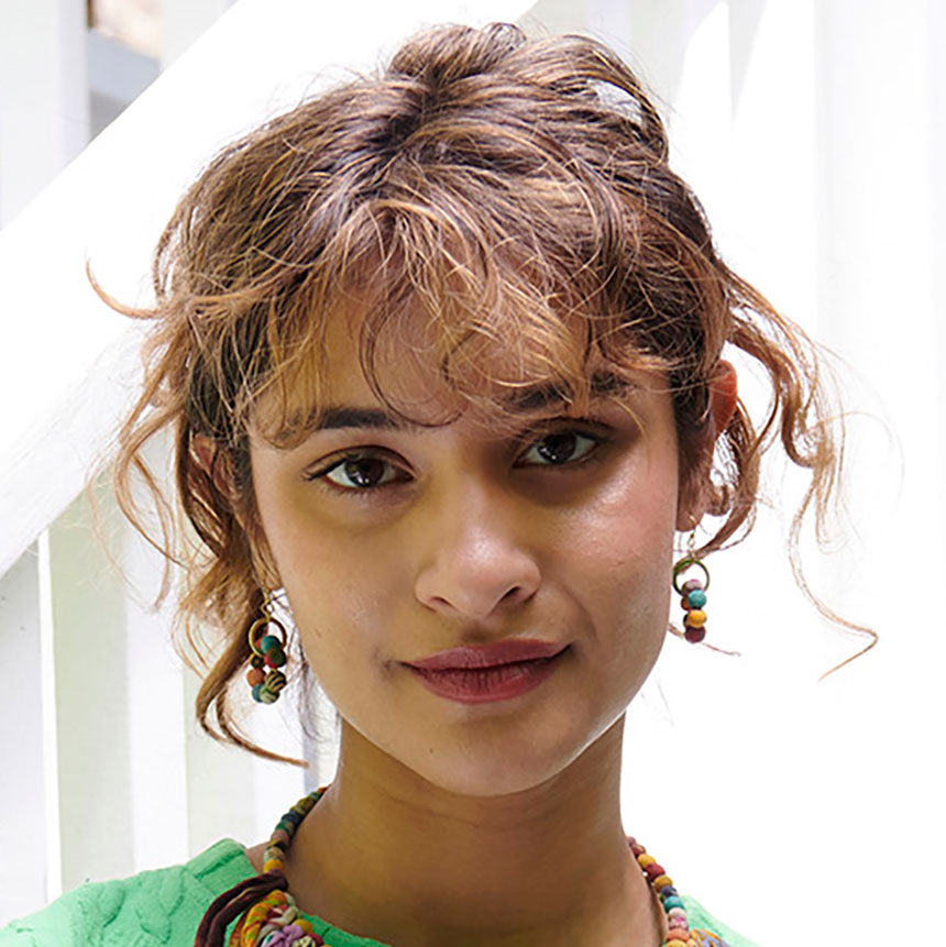 Fair trade recycled sari earrings handmade by women artisans in India