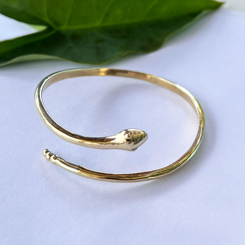 Fair trade brass serpent cuff bracelet