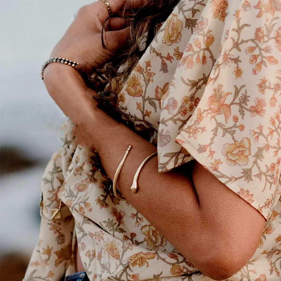 Fair trade brass serpent cuff bracelet