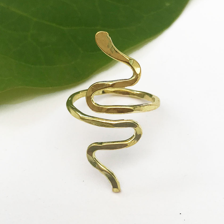 Fair trade serpent ring handmade by women artisans in India