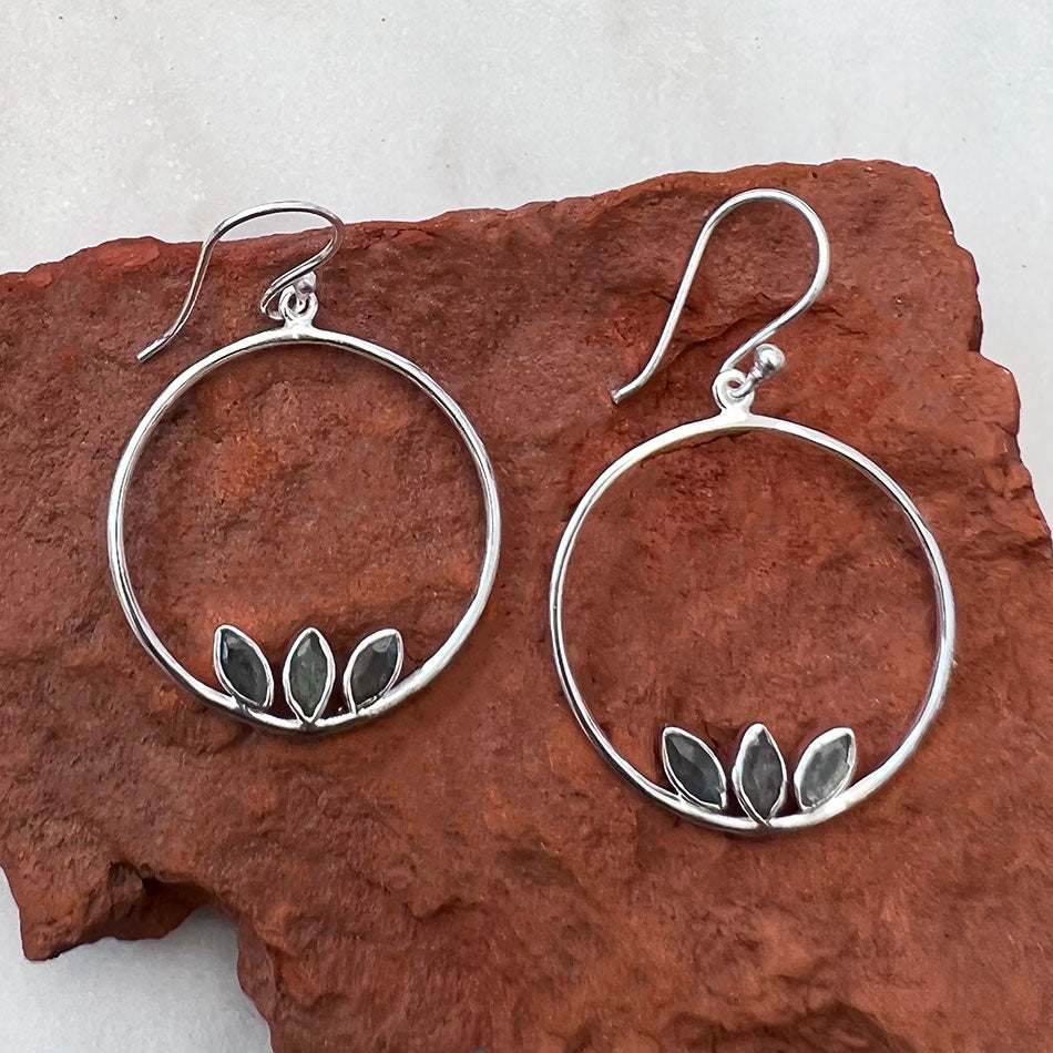 Fair trade sterling silver earrings handmade by women artisans in India
