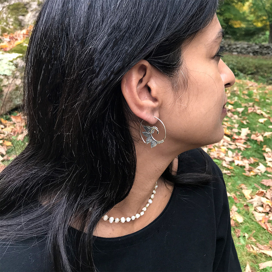 Fair trade sterling silver earrings handmade by women in Thailand