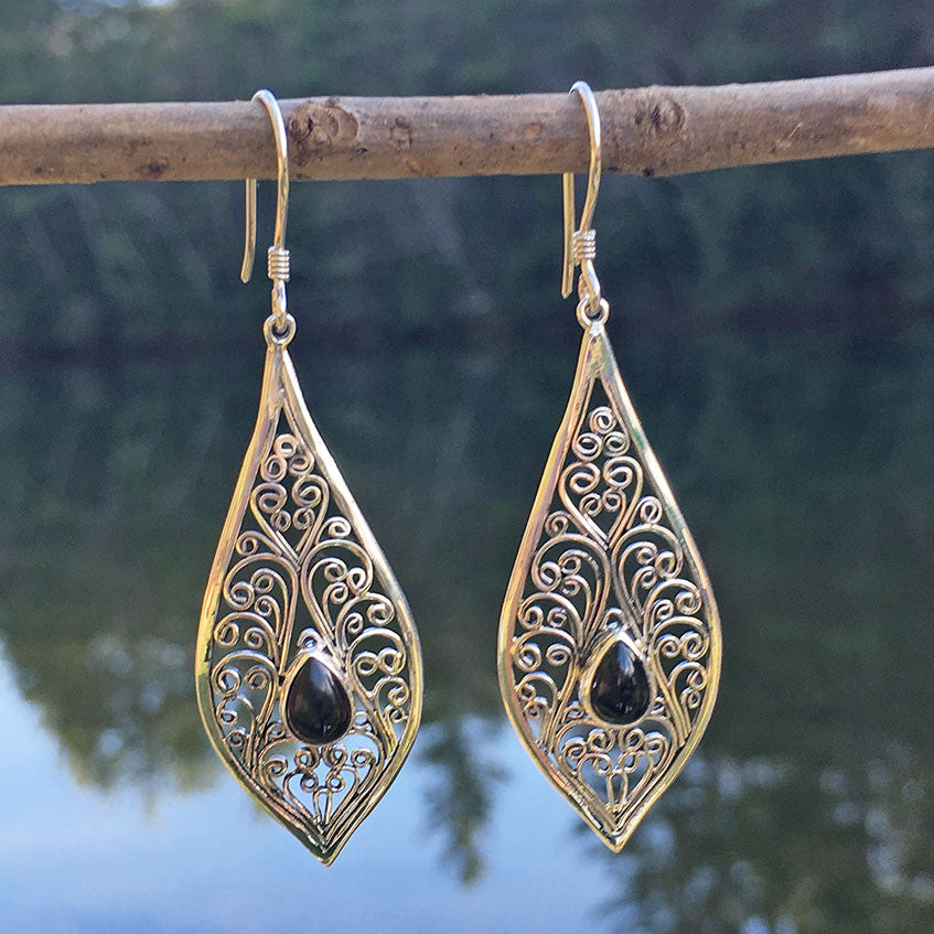 Sterling silver filigree fair trade earrings from Bali