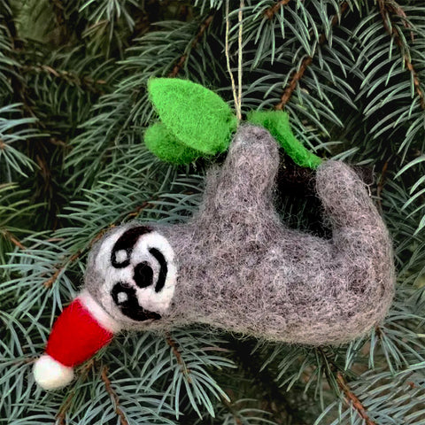 Fair trade felt sloth ornament