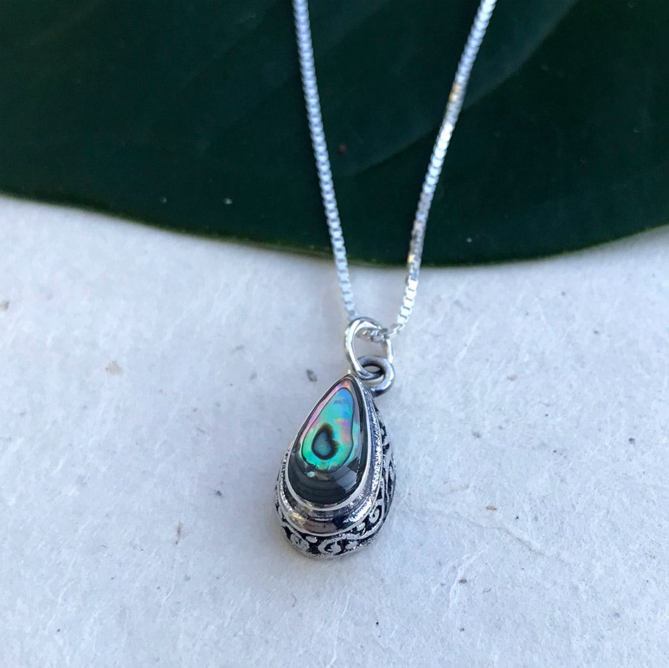 Fair trade sterling silver abalone necklace handmade in Bali