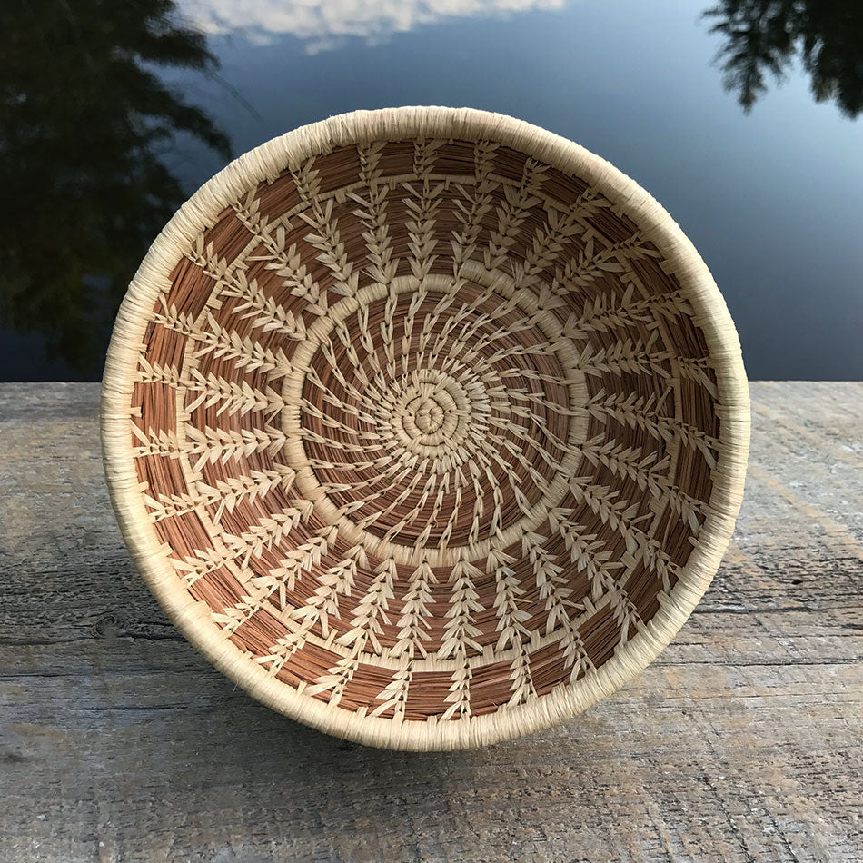 Fair trade pine needle basket handmade in Guatemala