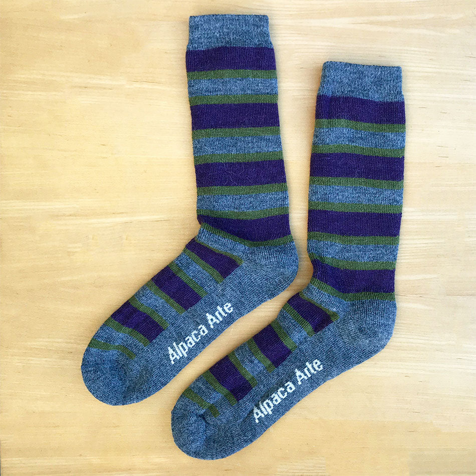 Sumptuous Alpaca Blend Socks - Men's Wide Stripe, Peru