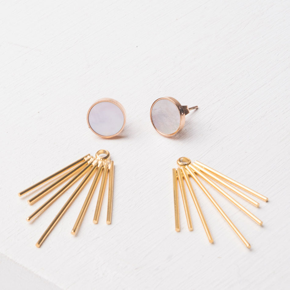 Opportunity Ear Jacket Earrings - Mother of Pearl, China