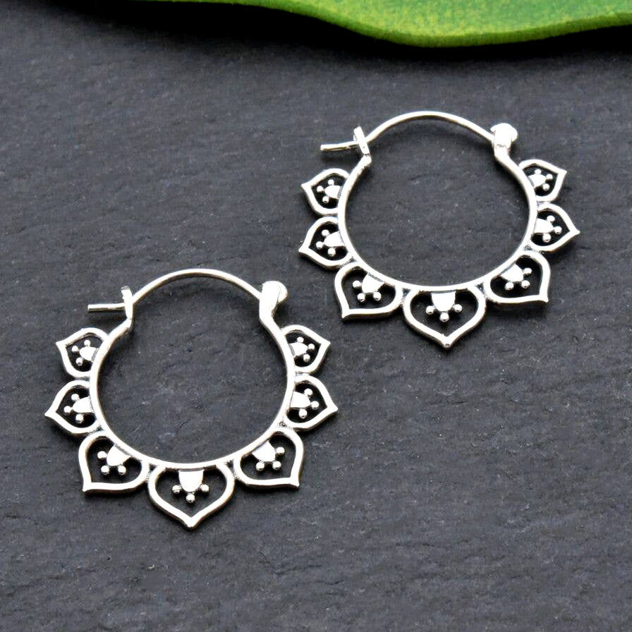 Fair trade sterling silver earrings handmade in Thailand