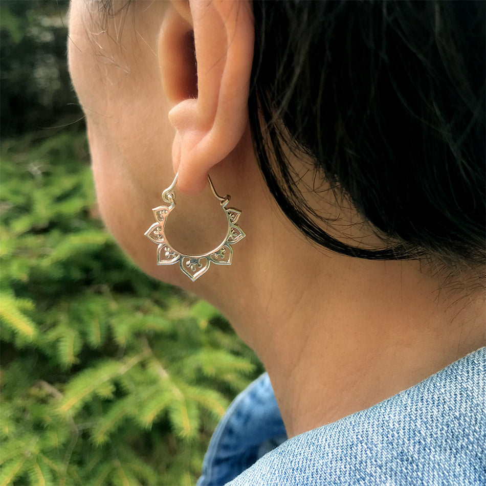 Fair trade sterling silver earrings handmade in Thailand