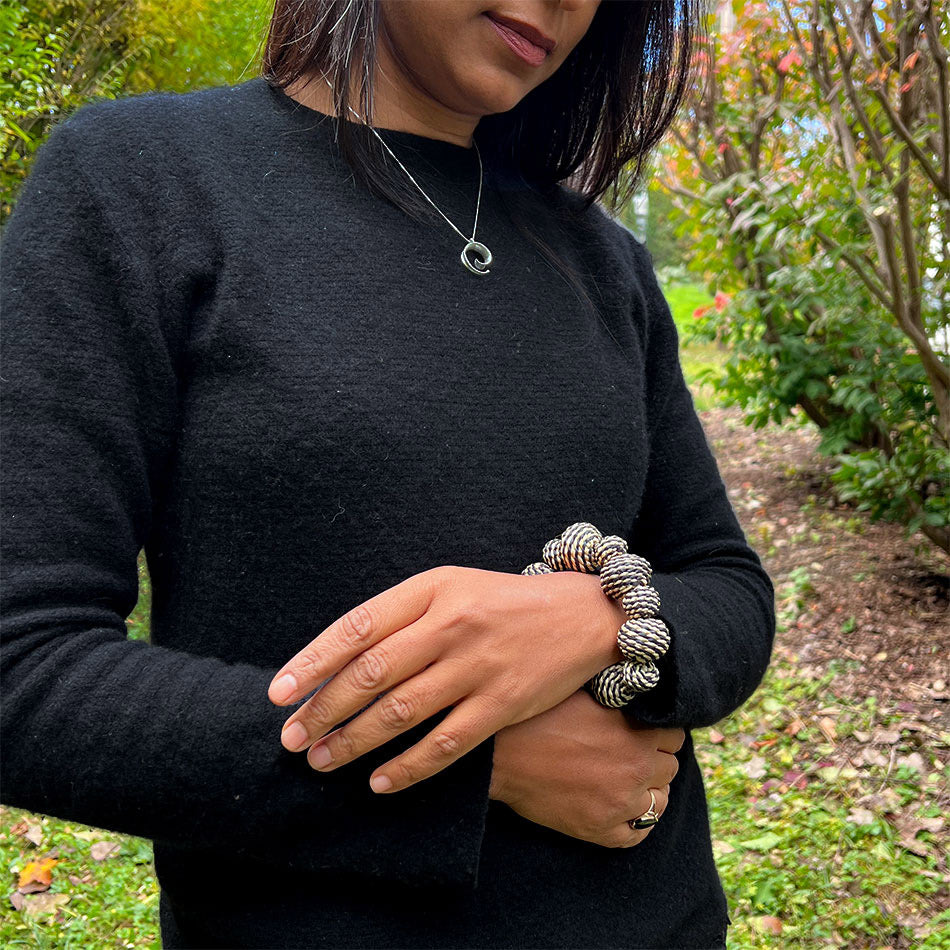 Natural Grass Statement Bracelet - Black/Tan, Colombia