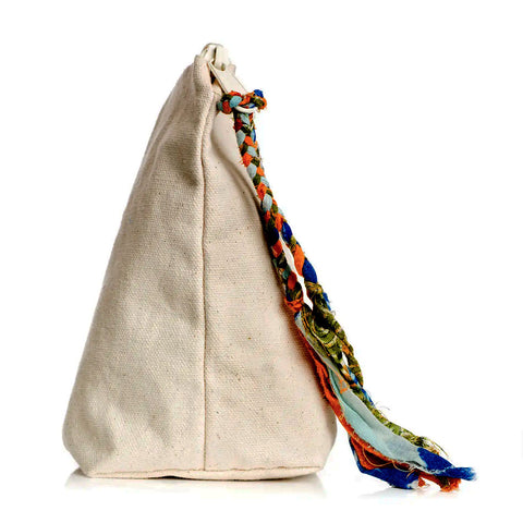 Fair trade organic cotton pouch handmade by human trafficking survivors