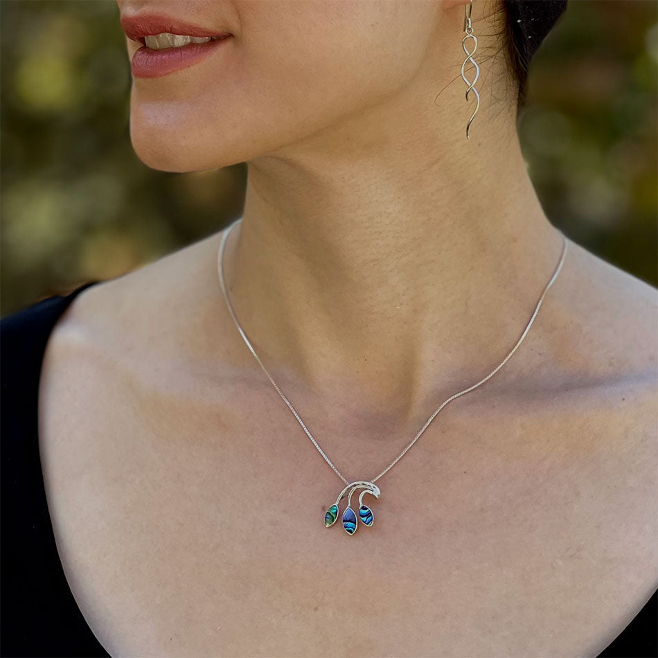 Fair trade sterling silver abalone necklace handmade by artisans in Bali