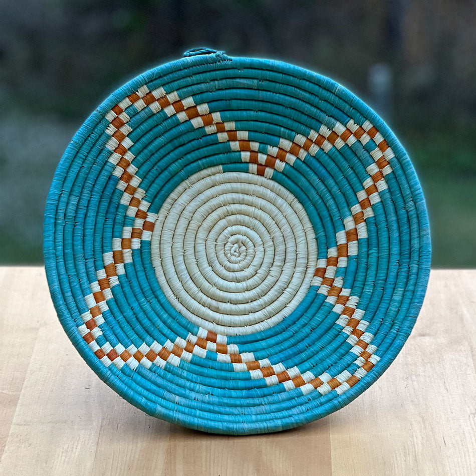 Banana Fiber Basket Turquoise, Uganda