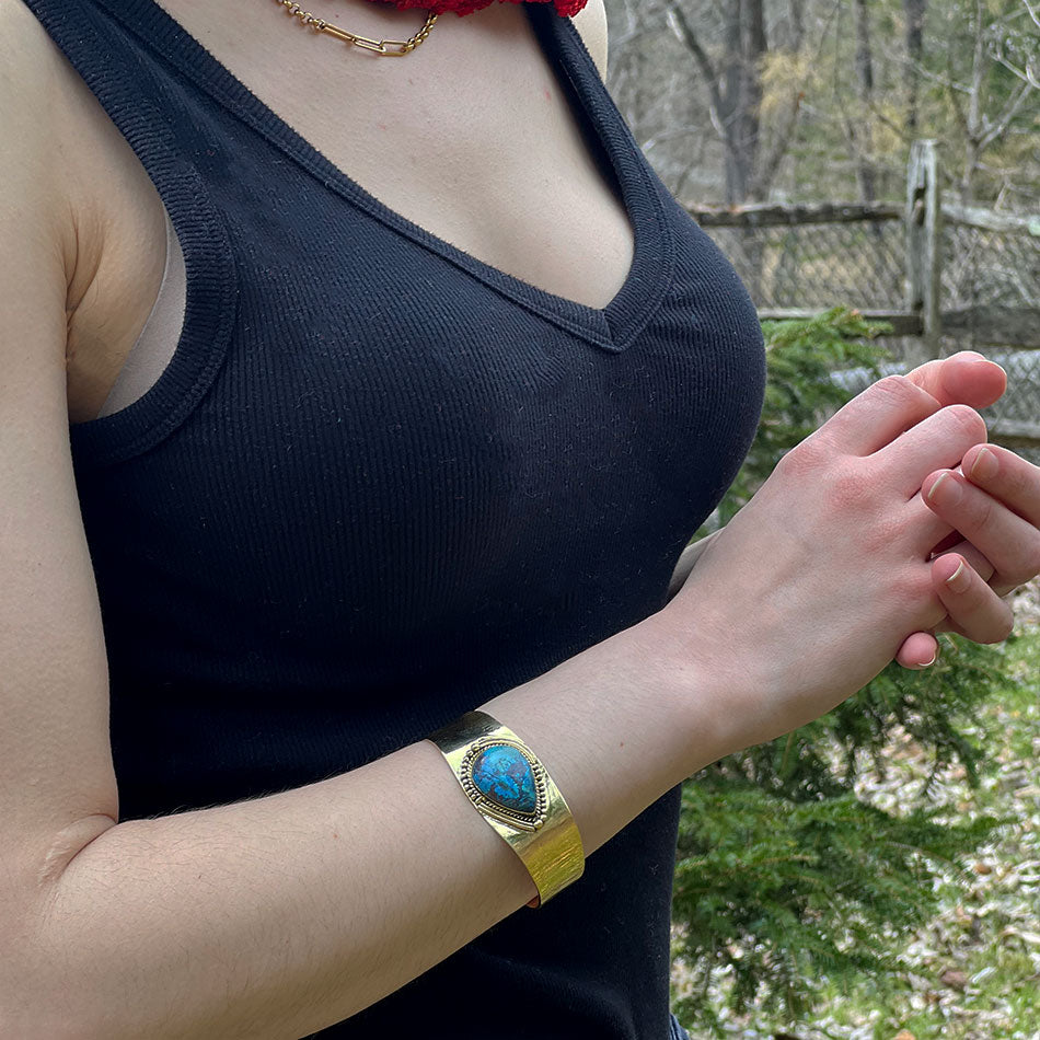 Fair trade gold cuff handmade by artisans in India