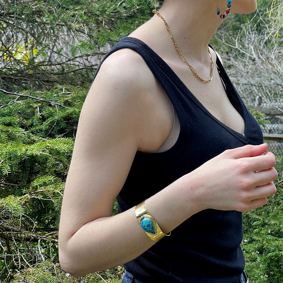 Fair trade gold cuff handmade by artisans in India