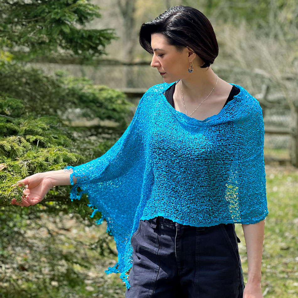 Fair trade poncho shrug handmade by artisans in Nepal