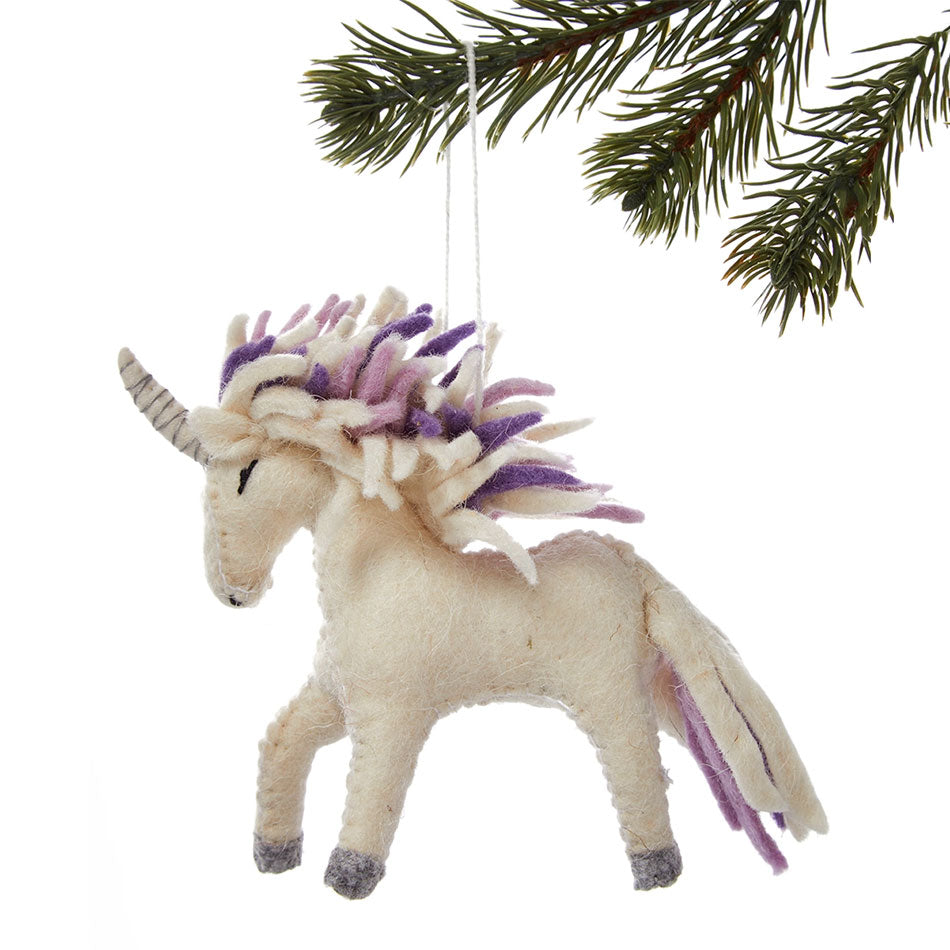 Fair trade unicorn ornament ethically handmade