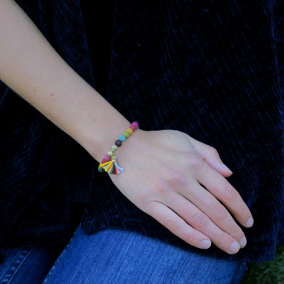 Fair trade recycled kantha bracelet