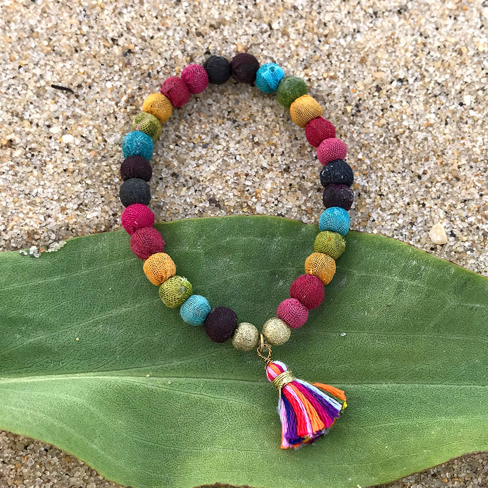 Fair trade recycled kantha bracelet