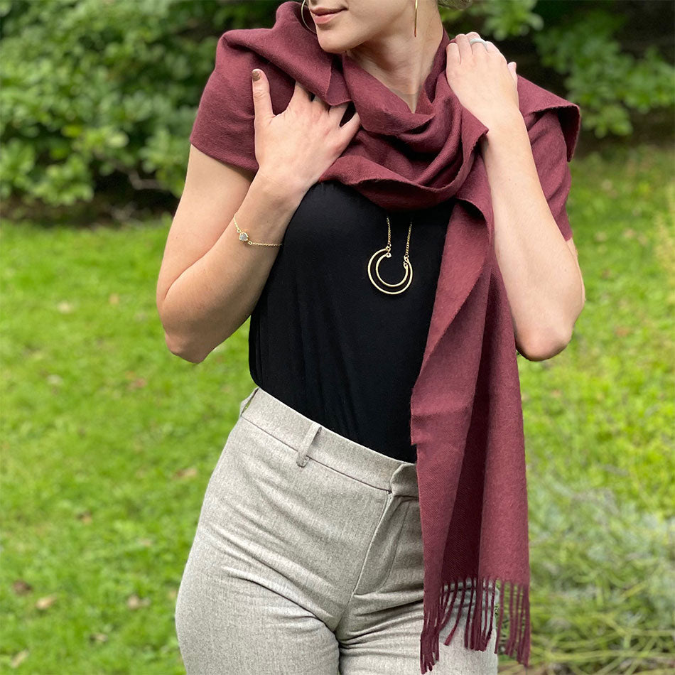 Fair trade baby alpaca scarf handmade by artisans in Peru