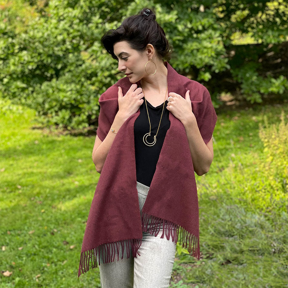 Fair trade alpaca scarf handmade by artisans in Peru