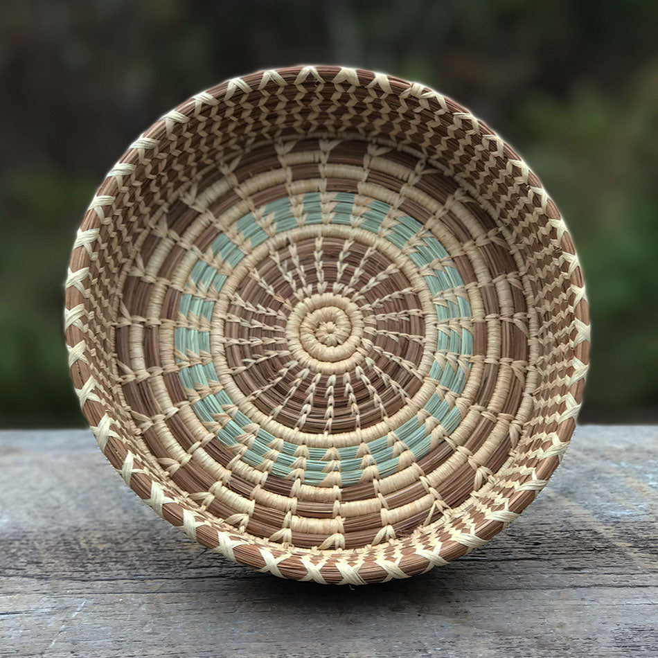 Fair trade pine needle basket handmade by women in Guatemala